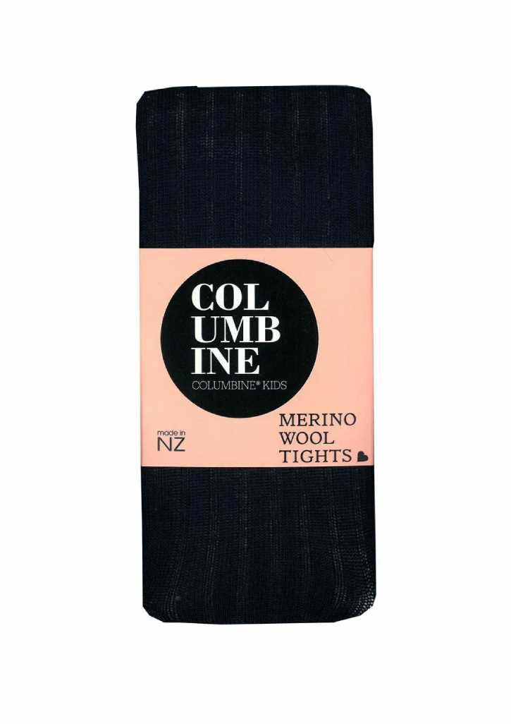 Plain Merino Wool Tights INK for Girls - Winter